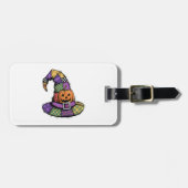 Halloween Patchwork Witch Hat Spooky ラゲッジタグ (正面横)