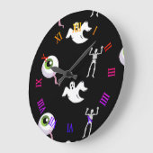 Halloween pattern on black large clock ラージ壁時計 (傾斜)