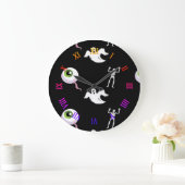 Halloween pattern on black large clock ラージ壁時計 (ホーム)