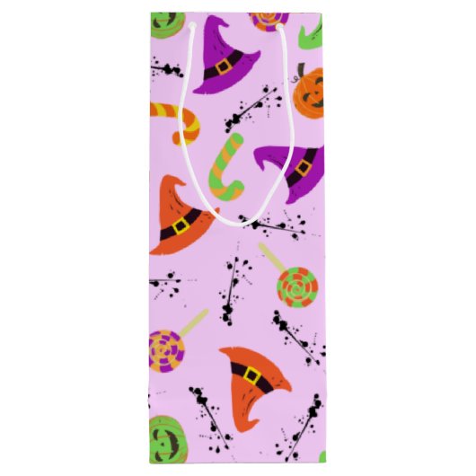 Halloween Pattern Purple Background Wine Gift Bag ワインギフトバッグ (裏面)