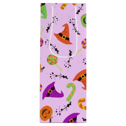 Halloween Pattern Purple Background Wine Gift Bag ワインギフトバッグ (正面)
