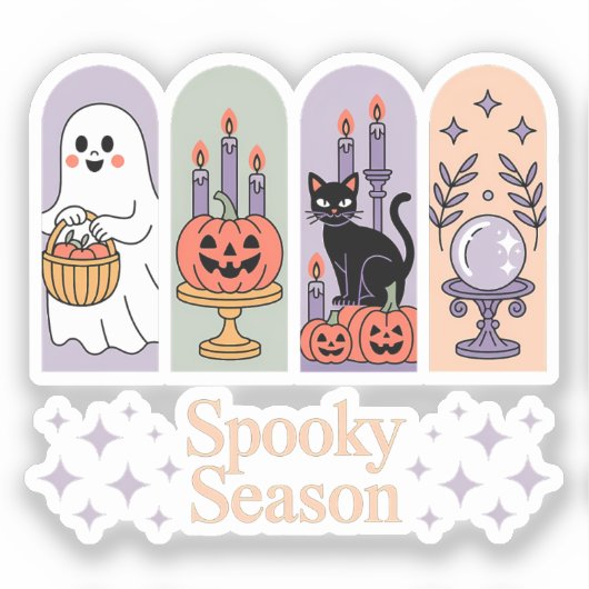 Halloween Pattern Spooky Season シール (正面)