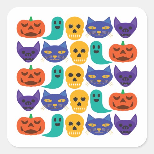 Halloween Pattern Sticker スクエアシール (正面)
