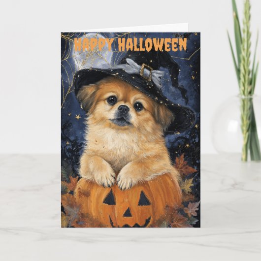 Halloween Pekingese Dog シーズンカード (正面)