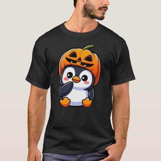 Halloween Penguin Pumpkin Hat Tシャツ (正面)