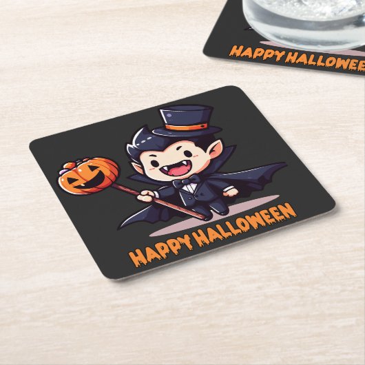 Halloween - Petit vampire enfantin スクエアペーパーコースター (アングル)