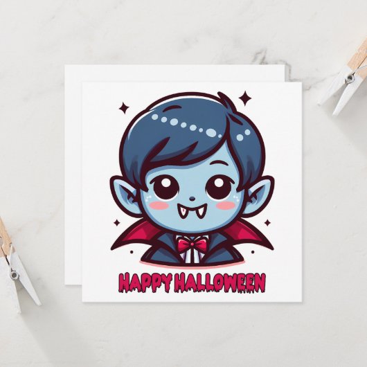 Halloween - Petit vampire mignon 招待状 (正面/裏面インサイチュ)
