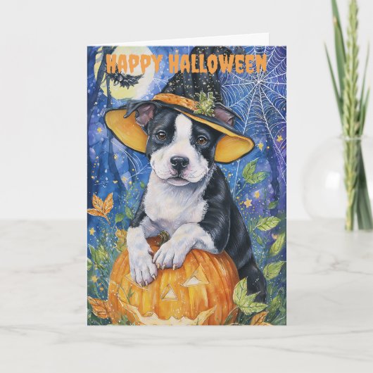 Halloween Pitbull Dog シーズンカード (正面)