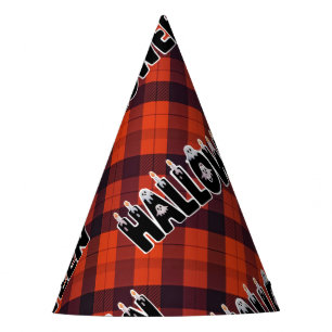 Halloween Plaid Ghost Lettering パーティーハット