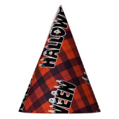 Halloween Plaid Ghost Lettering パーティーハット (左)