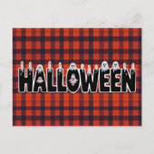 Halloween Plaid Ghost Lettering ポストカード (正面)