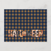 Halloween Plaid Pumpkin シーズンポストカード (正面)