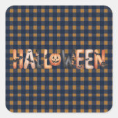 Halloween Plaid Pumpkin スクエアシール (正面)