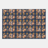 Halloween Plaid Pumpkin ラッピングペーパーシート (正面3)