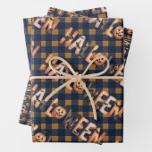 Halloween Plaid Pumpkin ラッピングペーパーシート (インサイチュ)