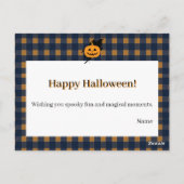 Halloween Plaid Pumpkin Greeting ポストカード (裏面)