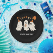 Halloween Playful White Ghost Black Festive  ペーパープレート (パーティー)