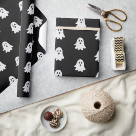 Halloween Playful White Ghost Black Festive  ラッピングペーパー