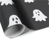 Halloween Playful White Ghost Black Festive  ラッピングペーパー (ロールコーナー)