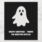 Halloween Playful White Ghost Black Festive  ワインラベル (シングルラベル)