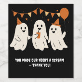 Halloween Playful White Ghost Black Festive  ワインラベル (シングルラベル)