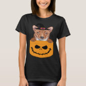 Halloween Pocket Basenji Scary Jack O Lantern Tシャツ (正面)