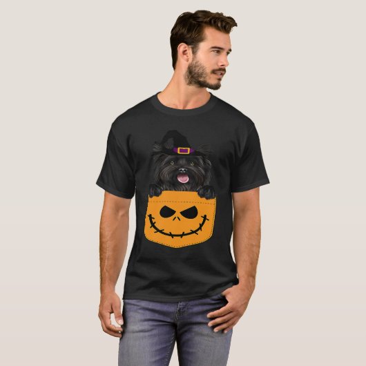 Halloween Pocket Cairn Terrier Scary Jack O Lanter Tシャツ (正面フル)