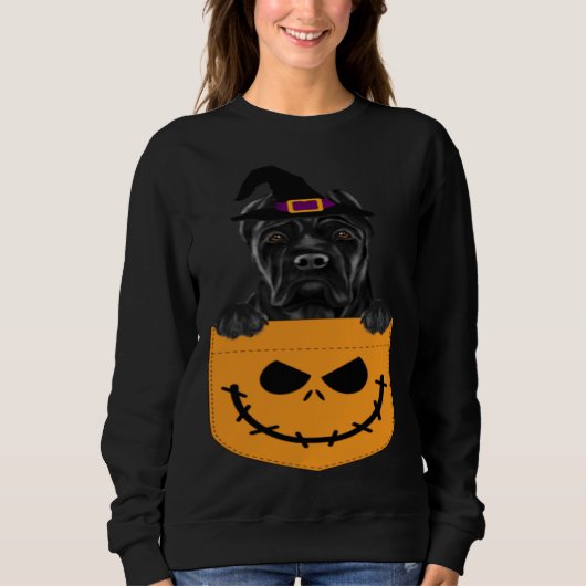 Halloween Pocket Cane Corso Scary Jack O Lantern スウェットシャツ (正面)