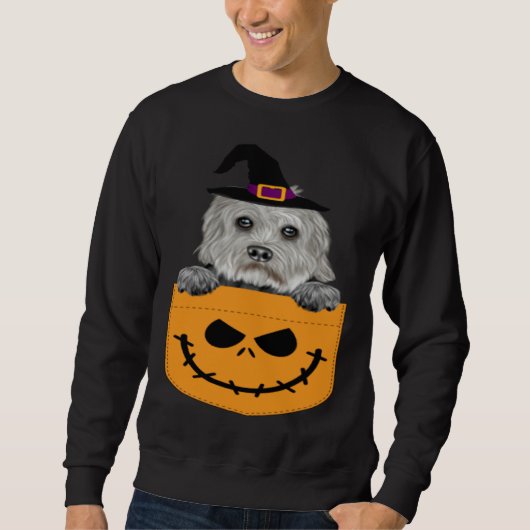 Halloween Pocket Dandie Dinmont Terrier Scary Jack スウェットシャツ (正面)