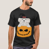 Halloween Pocket Maltese Scary Jack O Lantern Tシャツ (正面)