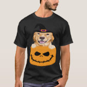 Halloween Pocket Yellow Labrador Retriever Jack O  Tシャツ (正面)