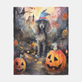  Halloween Poodle With Pumpkins Scary フリースブランケット (正面)
