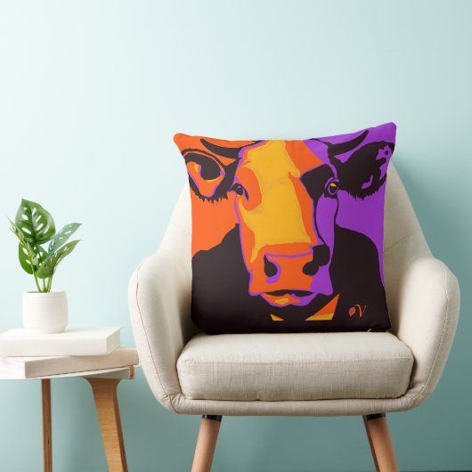 Halloween Pop Art Cow Pillow  クッション (椅子)
