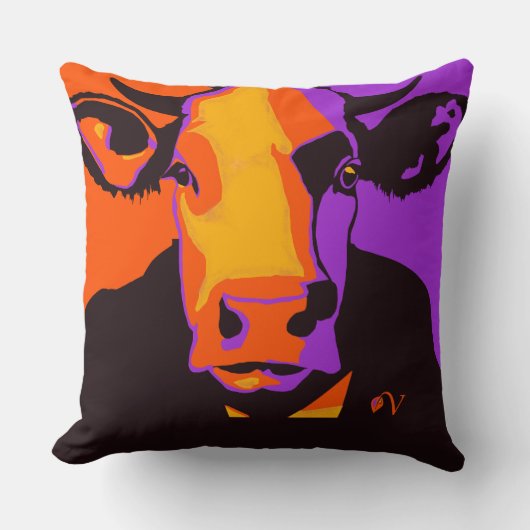 Halloween Pop Art Cow Pillow  クッション (正面)