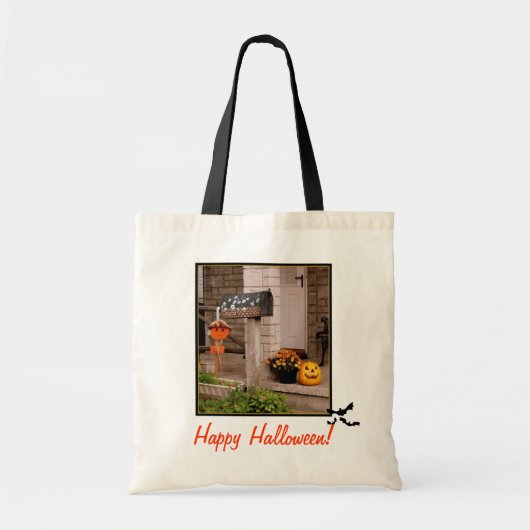 'Halloween Porch' Budget Canvas Tote トートバッグ (正面)