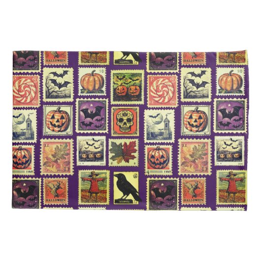 Halloween Postage-Stamp Pattern Pillowcase 枕カバー (裏面)