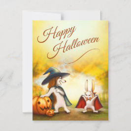 Halloween Postcard with cute animals ポストカード