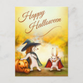 Halloween Postcard with cute animals ポストカード (正面)