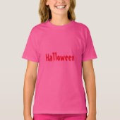 Halloween Printed Girls Bright Wow Pink Stylish  Tシャツ (正面)