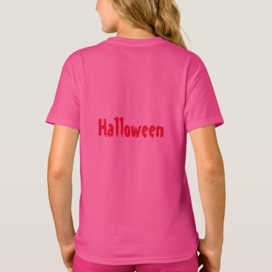 Halloween Printed Girls Bright Wow Pink Stylish  Tシャツ (裏面)
