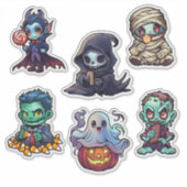 Halloween Psychofriends Cute Cartoon Monsters シール (正面)