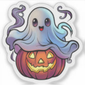 Halloween Psychofriends Cute Ghost Cartoon シール (正面)