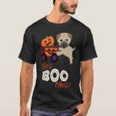 Halloween Pug Let's Boo This with Pumpkins Tシャツ (正面)