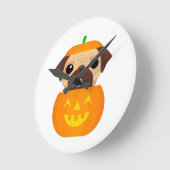 Halloween Pugkin     ラウンド壁時計 (傾斜)