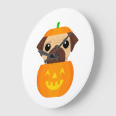Halloween Pugkin ラージ壁時計 (傾斜)