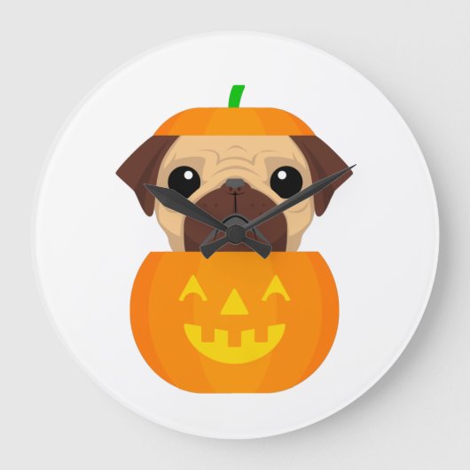 Halloween Pugkin ラージ壁時計 (正面)
