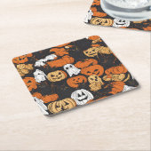 Halloween Pumpkin スクエアペーパーコースター (アングル)