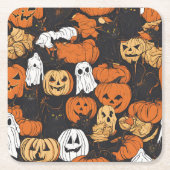 Halloween Pumpkin スクエアペーパーコースター (正面)