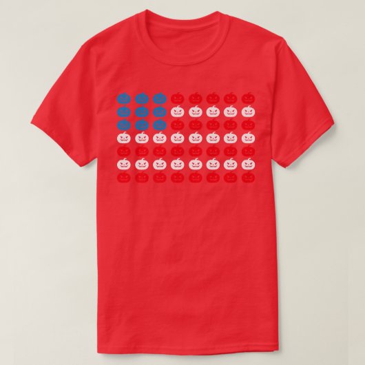Halloween Pumpkin American Flag Patriotism Tシャツ (デザイン正面)