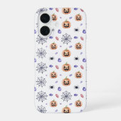 Halloween Pumpkin and Spider Web Pattern iPhone 16ケース (裏面)
